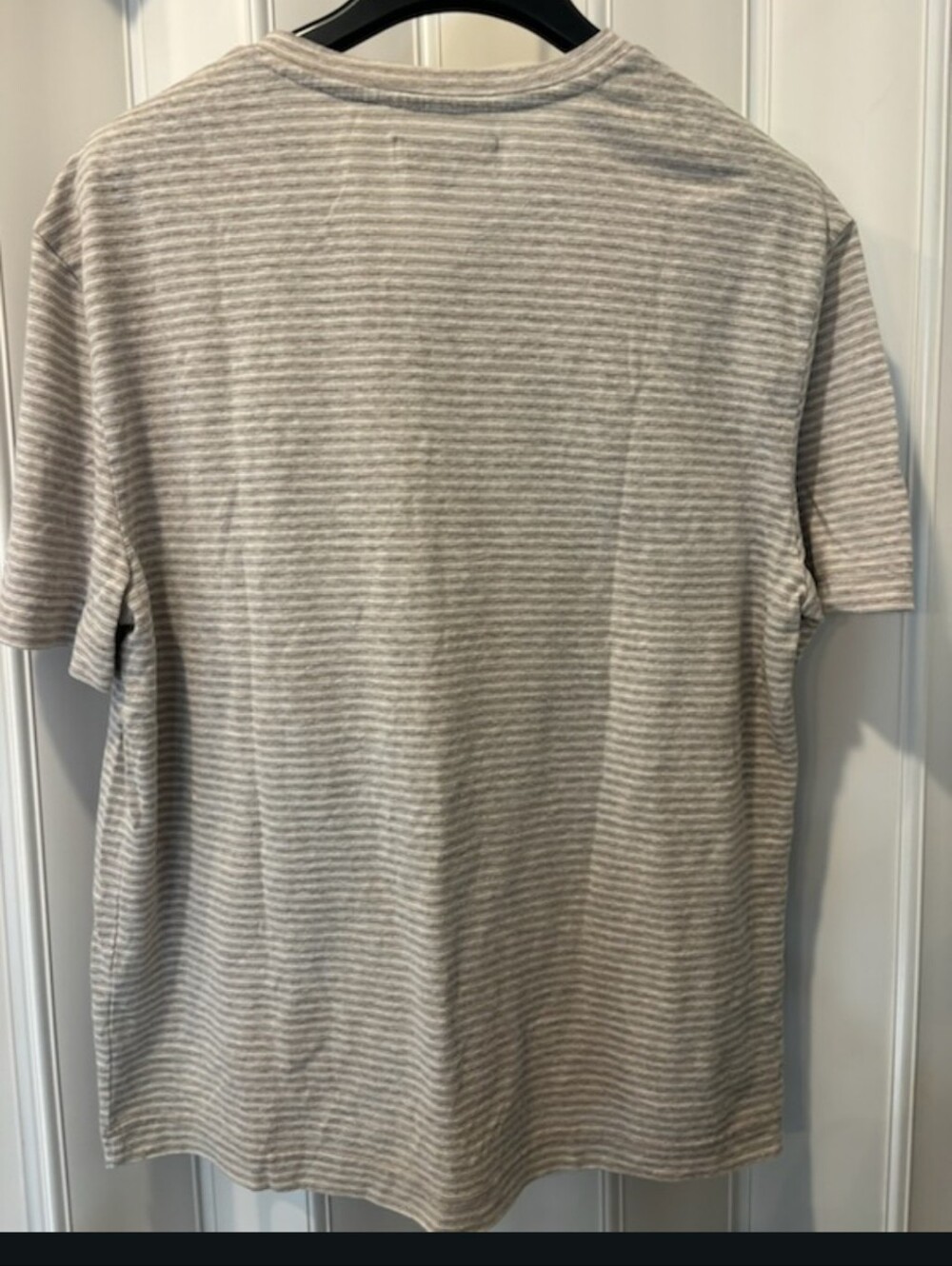 Banana Republic Beige and White Striped Short-Sleeve Henley - Picture 3 of 3